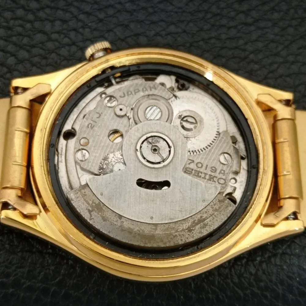 Vintage 1978 Seiko Automatic Mens Gold Watch W/daydate & Blue accents